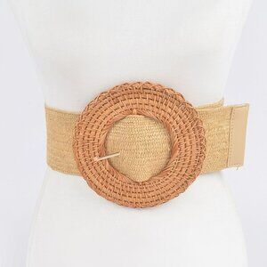 Oversized Bamboo Buckle Waist Elastic Belt